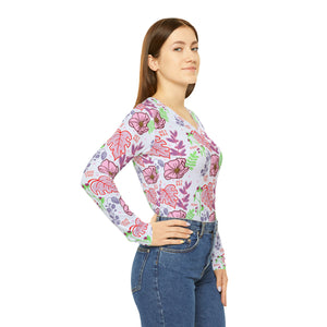 Floral Valentine Women's Long Sleeve V-neck Shirt