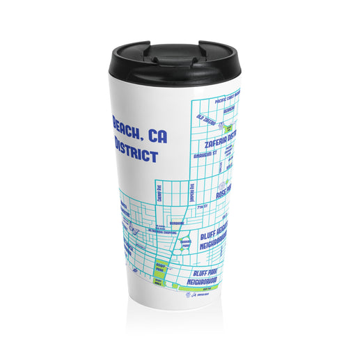 Hand Drawn Long Beach District 2 Stainless Steel Travel Mug 15oz