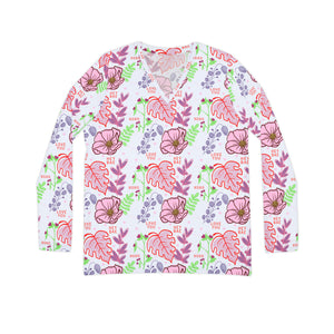 Floral Valentine Women's Long Sleeve V-neck Shirt