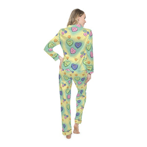 Thrill Me Candy Hearts Women's Satin Pajamas