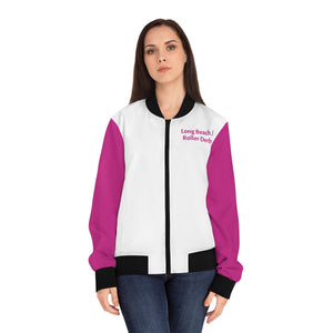 Women's Long Beach Jr Roller Derby Bomber Jacket - Pink