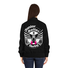 Load image into Gallery viewer, Women&#39;s Long Beach Jr Roller Derby Bomber Jacket Black