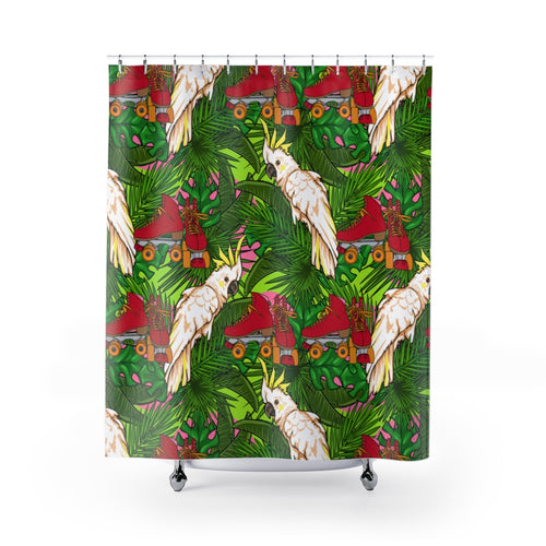 Jungle Skate Parrot Shower Curtains