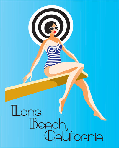 Long Beach Pin Up Postcard
