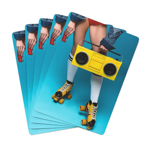 Retro Roller Skater Playing Cards