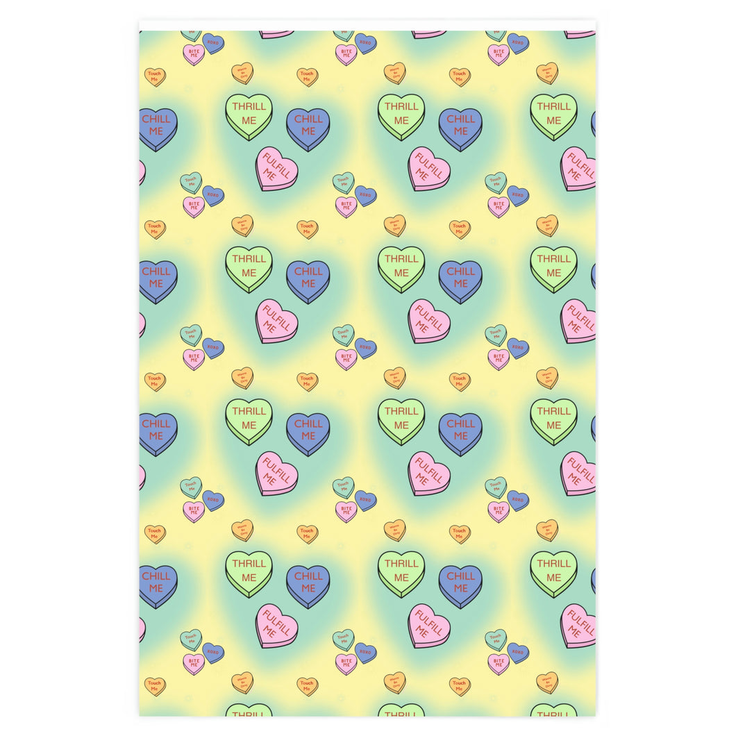 Thrill Me Candy Hearts Wrapping Paper