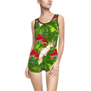 Jungle Skate Parrot Vintage Swimsuit