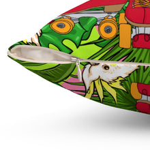 Load image into Gallery viewer, Jungle Skate Parrot Square Pillow