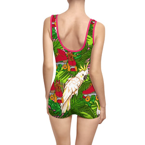 Jungle Skate Parrot Vintage Swimsuit