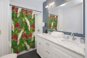 Jungle Skate Parrot Shower Curtains